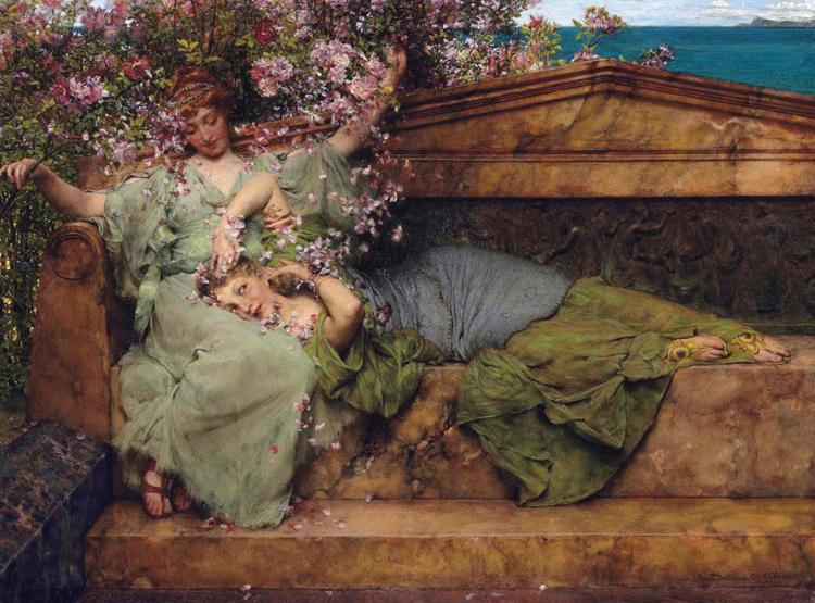 Alma-Tadema, Sir Lawrence In a Rose Garden (mk23) Germany oil painting art